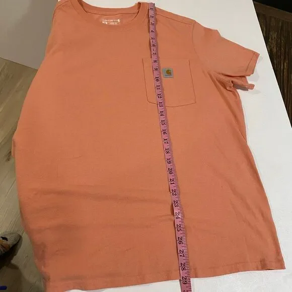 Carhartt Pocket T-Shirt 2X Loose Fit Orange Workwear Logo Tee Mens - Picture 5 of 9
